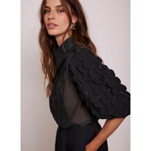 Mint Velvet Black Applique Organza Shirt